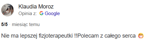 Opinia klienta o fizjoterapii Oh Baby