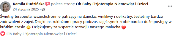 Opinia klienta o fizjoterapii Oh Baby